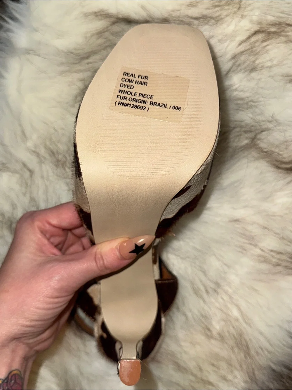 Steve Madden Brown and White Cowhide Platform Heels